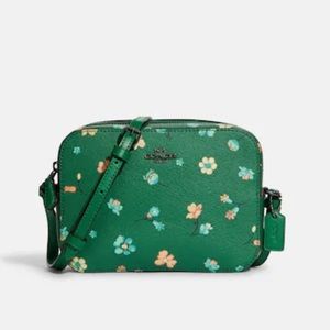 Coach Mini Camera Bag With Mystical Floral Print -Green & Gunmetal New # Reemoly
